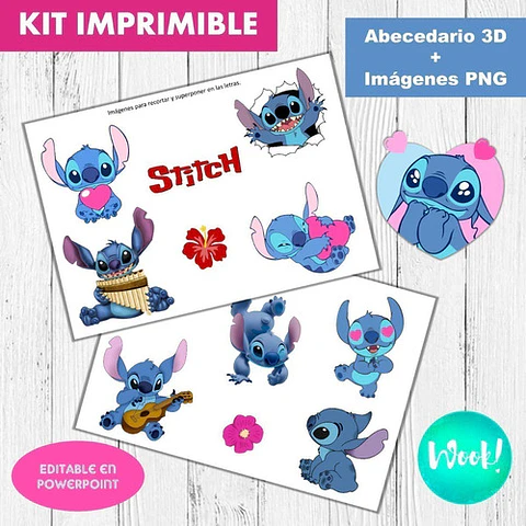 Kit Imprimible Letras 3d Editables Stitch