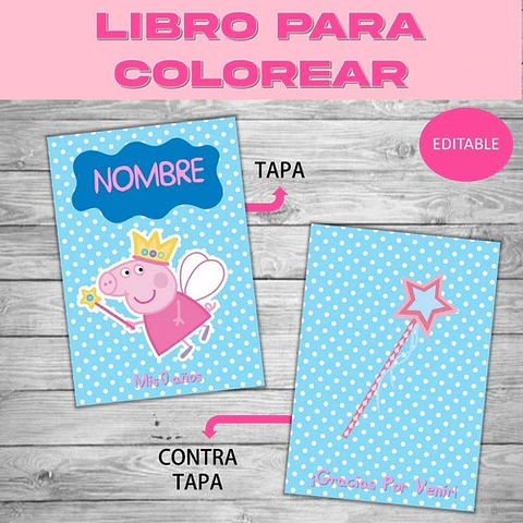 Libro Para Colorear Editable Imprimible De Peppa Pig Hada