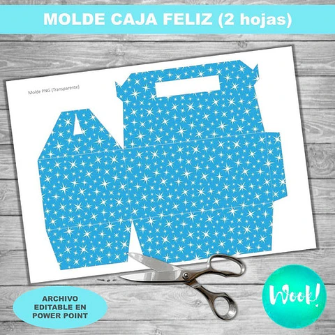 Kit Imprimible Molde Patrón Cajita Feliz Grande Editable 
