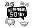 Imprimible Photo Props Cartelito 50 Años Cumpleaños Glitter