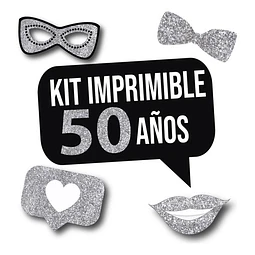 Imprimible Photo Props Cartelito 50 Años Cumpleaños Glitter
