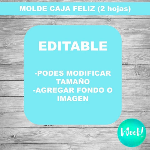 Kit Imprimible Molde Patrón Cajita Feliz Grande Editable 