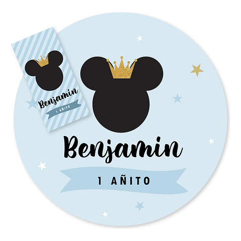 Kit Imprimible Mickey Rey Celeste Pastel Tukit