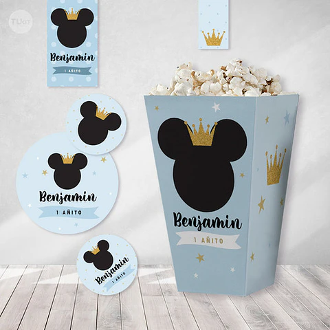 Kit Imprimible Mickey Rey Celeste Pastel Tukit