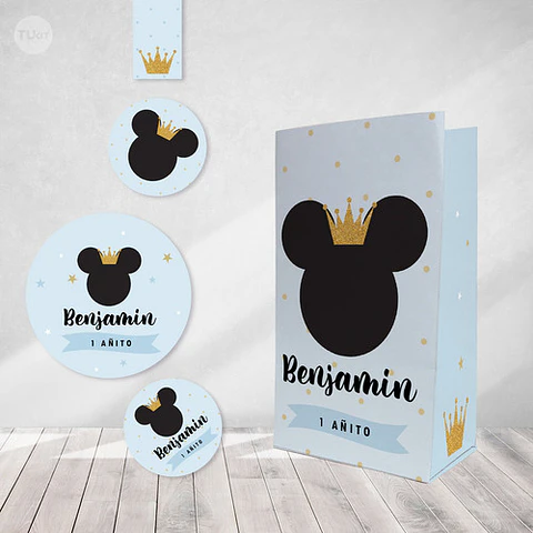 Kit Imprimible Mickey Rey Celeste Pastel Tukit