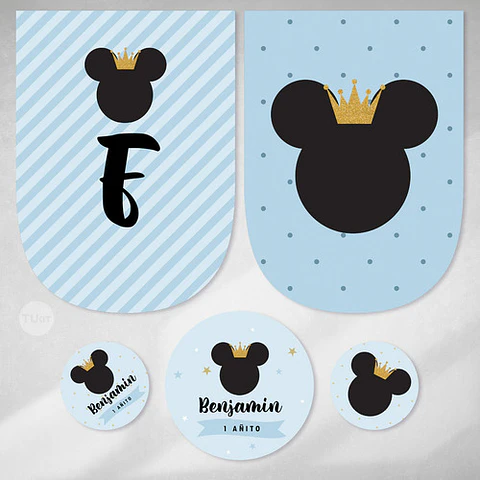 Kit Imprimible Mickey Rey Celeste Pastel Tukit