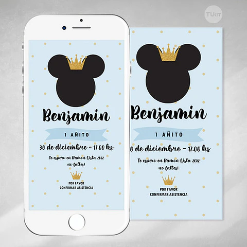 Kit Imprimible Mickey Rey Celeste Pastel Tukit