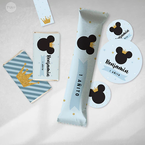 Kit Imprimible Mickey Rey Celeste Pastel Tukit
