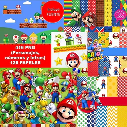 Kit Super Mario Bros Clipart Png Y Papeles Digitales