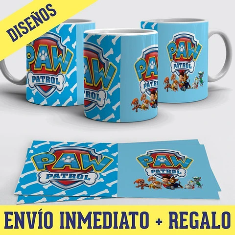Kit Diseños Plantillas Tazas Paw Patrol Sublimación M1