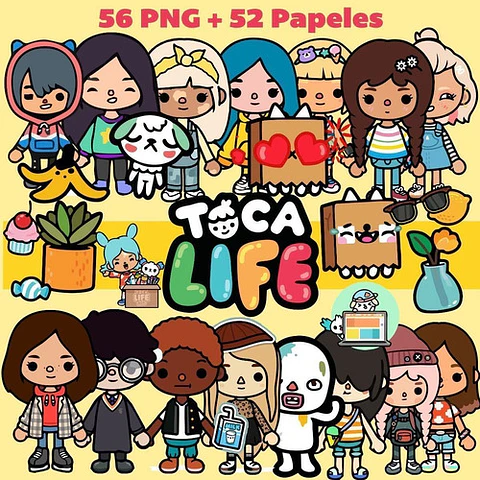Kit Digital Toca Life Clipart Png + Papeles Digitales