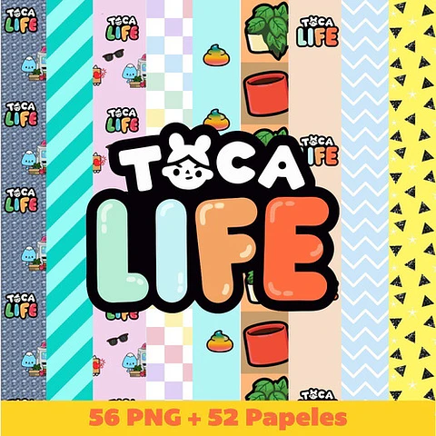 Kit Digital Toca Life Clipart Png + Papeles Digitales
