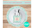 Kit Imprimible X 6 Platos De Sitios + Porta Servilletas