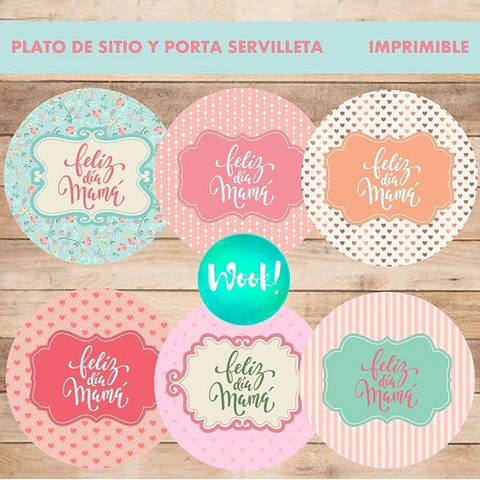 Kit Imprimible X 6 Platos De Sitios + Porta Servilletas