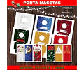 Kit Imprimible X6 Portamaceta Felices Fiestas Editable + 
