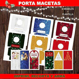 Kit Imprimible X6 Portamaceta Felices Fiestas Editable + 