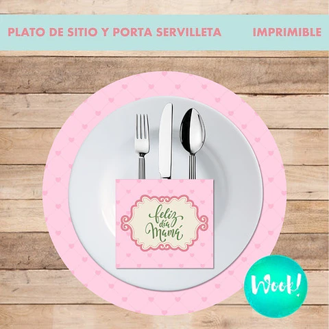 Kit Imprimible X 6 Platos De Sitios + Porta Servilletas