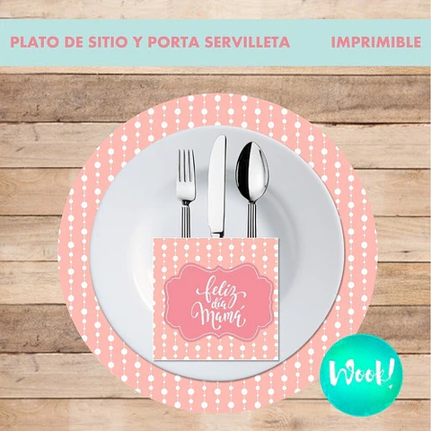 Kit Imprimible X 6 Platos De Sitios + Porta Servilletas