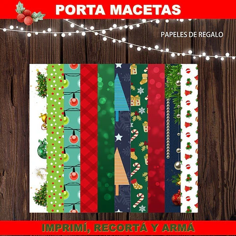 Kit Imprimible X6 Portamaceta Felices Fiestas Editable + 