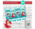 Caja Grande Milk Imprimible Editable Ariel La Sirenita