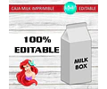 Caja Grande Milk Imprimible Editable Ariel La Sirenita