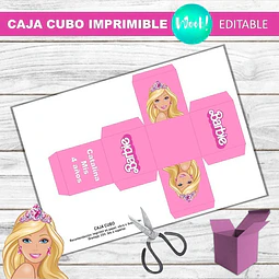 Kit Imprimible Caja Cubo Barbie Editable