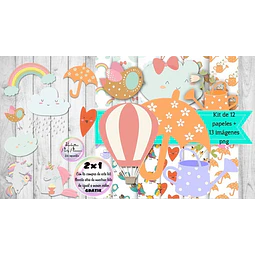 Cliparts Y Papeles Lluvia De Amor Mod. 7  Kit Imprimible