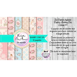 Papeles Digitales Fondos Shabby Rosa Celeste Floral E15