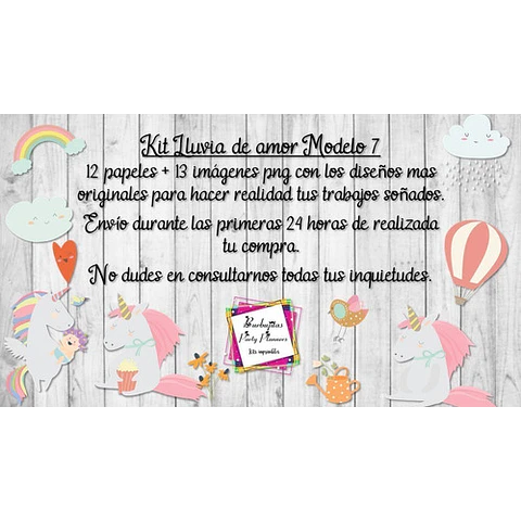 Cliparts Y Papeles Lluvia De Amor Mod. 7  Kit Imprimible