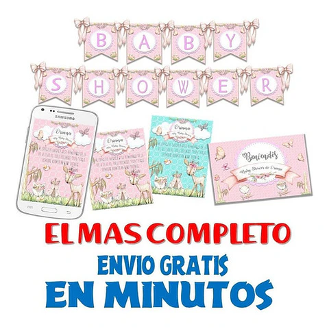 Kit Baby Shower Animalitos Bosque Encantado Romantico Nena