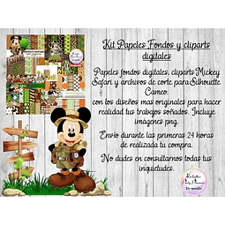Mickey Safari Papeles Fondos Y Cliparts Kit Imprimible