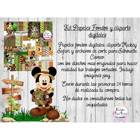 Mickey Safari Papeles Fondos Y Cliparts Kit Imprimible