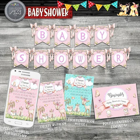 Kit Baby Shower Animalitos Bosque Encantado Romantico Nena