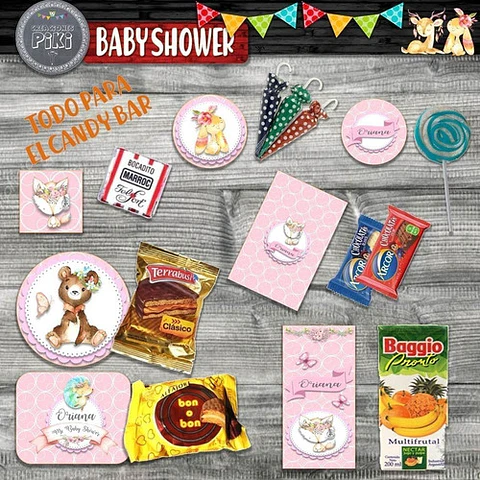 Kit Baby Shower Animalitos Bosque Encantado Romantico Nena