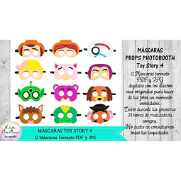 12 Máscaras Props Photobooth Toy Story 4 Pdf Y Jpg