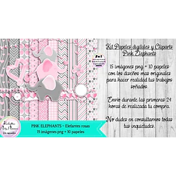 Papeles Y Cliparts Png Elefantes Rosas Kit Imprimible