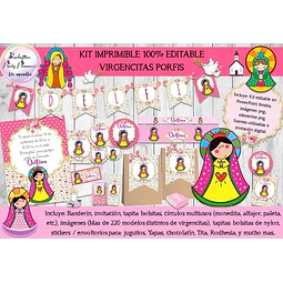 Kit Imprimible Virgencita Porfis Plis 100% Editable