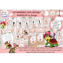 Kit Imprimible Manuelita La Tortuga 100% Editable