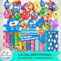 Papeles Y Cliparts Png Digitales Gallinita Pintada Mini Kit