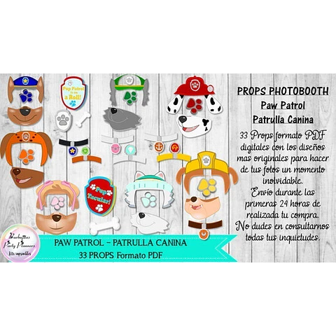 Paw Patrol  Patrulla Canina Props - 33 Props Photobooth
