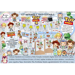 Kit Imprimible Candy Bar Toy Story 4 Acuarela 100% Editable