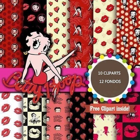 Kit Imprimible Betty Boop - 10  Clipart 12 Fondos