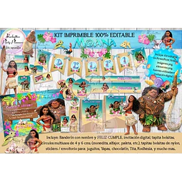 Kit Imprimible Candy Bar Moana 100% Editable