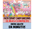 Pack Imágenes Clipart Dulce Unicornio Candy Unicorns Regalo