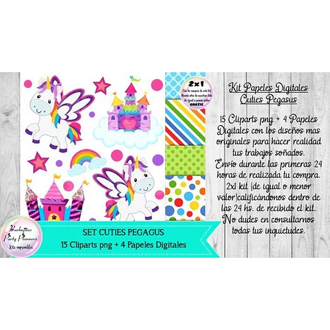 Cliparts Y Papeles Unicornios Y Arco Iris 2 Kit Imprimible