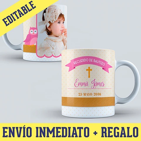 Diseños Plantillas Tazas Bautismo Comunión Sublimación M3