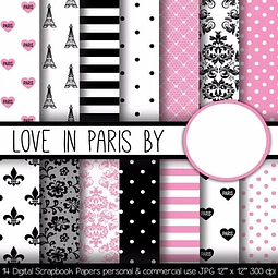 Kit Imprimible Love In Paris 14 Fondos