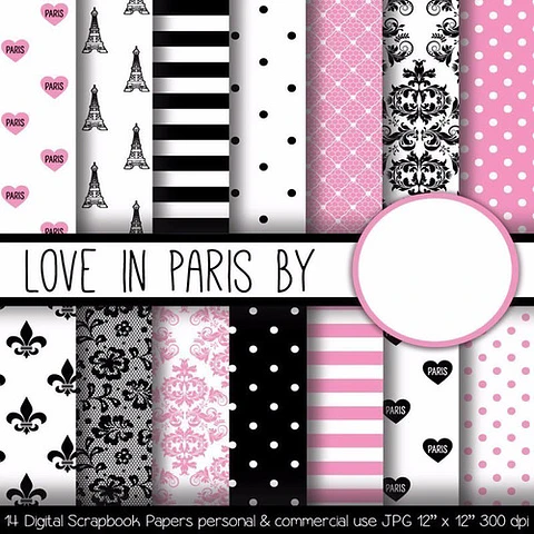 Kit Imprimible Love In Paris 14 Fondos