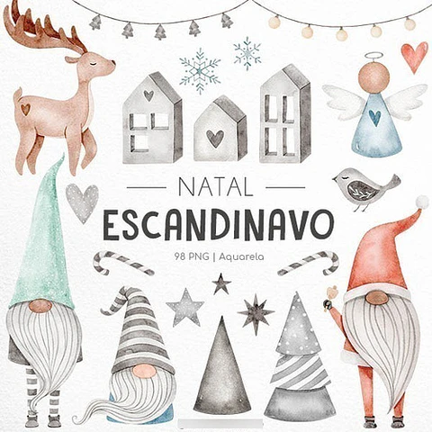 Cliparts Imagenes Png Navidad Gnomos Acuarela Ni1