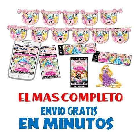Kit Imprimible Candy Bar Princesas Disney El Mas Completo